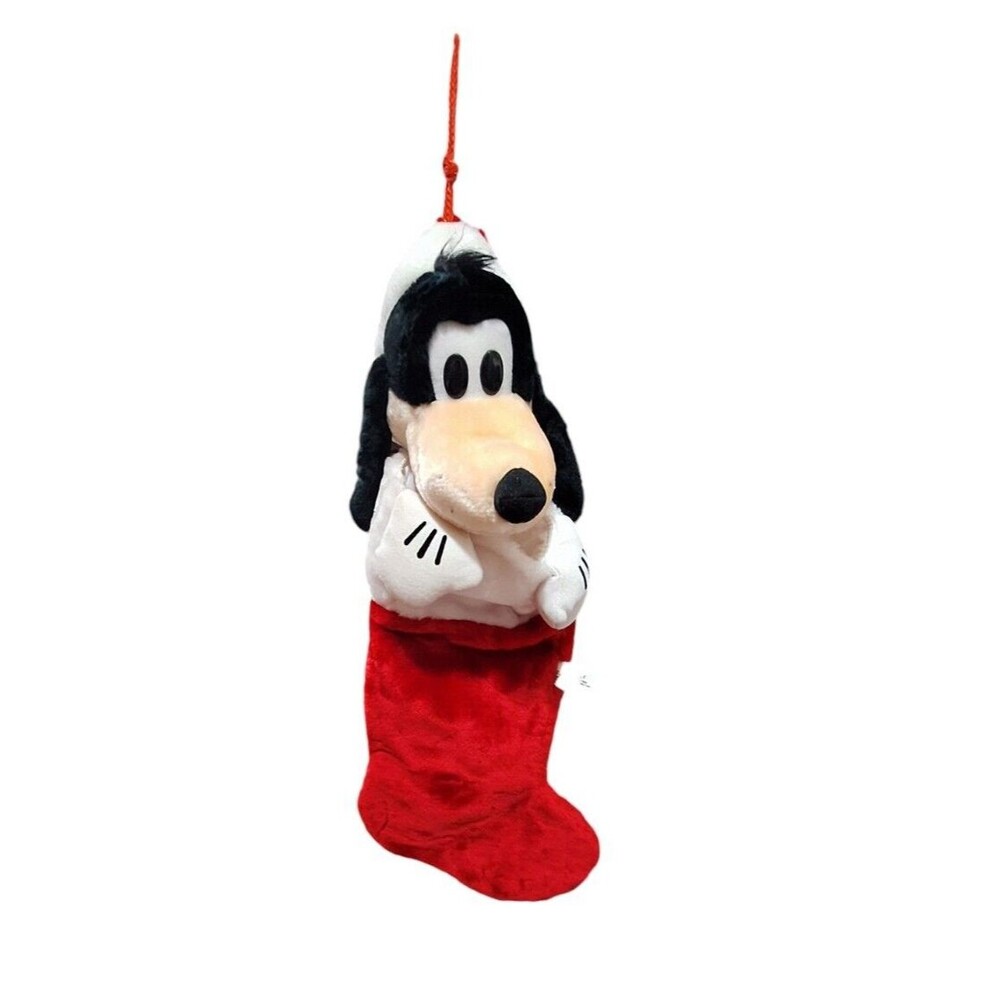 Vintage Disney Land 3D Plush Goofy Santa Christmas Stocking Holiday Korea Gift